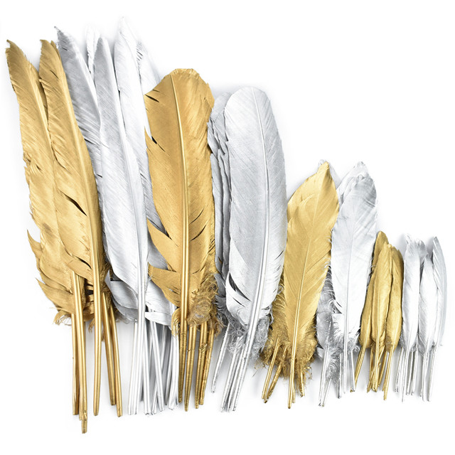 Gold Plume Goose Feathers, Feather Golden Decoration